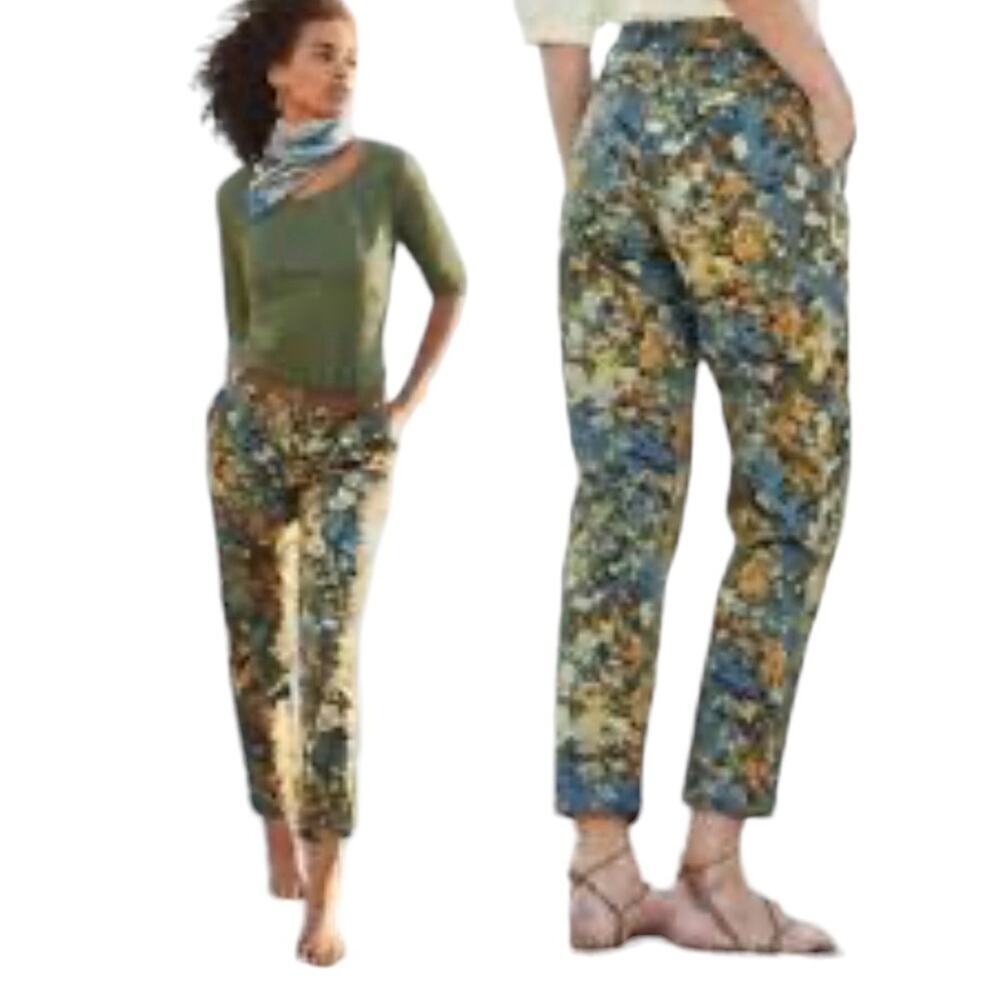 Peruvian Connection Cropped Floral Azure Pants, Casual, Weekend Resort Coastal 2